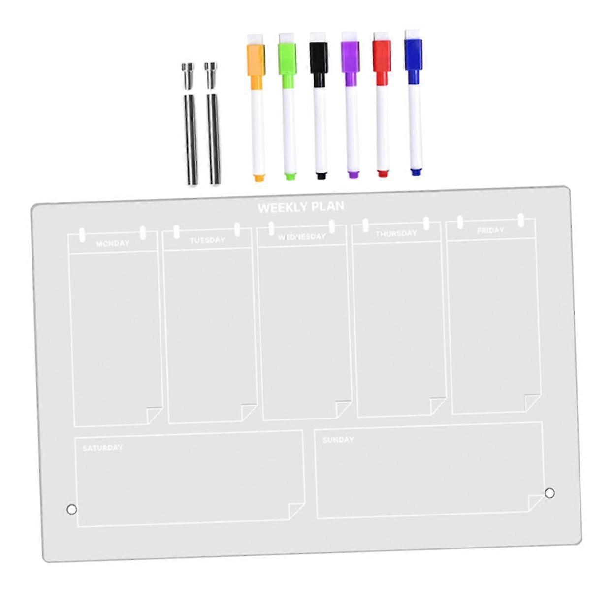 1Satz Transparent Acrylic Writing Board for Office Supplies with Push Pins and Markers, Durable and Portable for Home Office, School, and Cafs