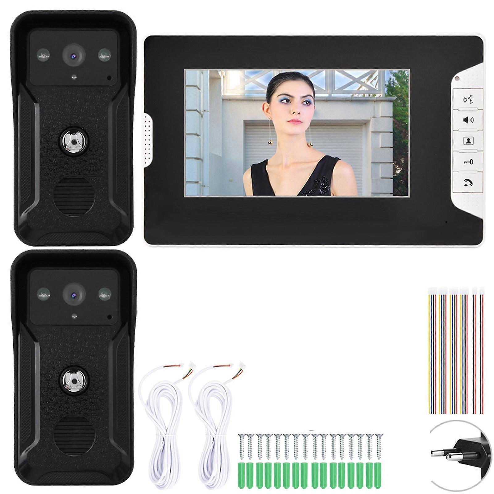 7" Wired Video Doorbell Door Phone Intercom Night Vision Smart Security Doorbell Kit