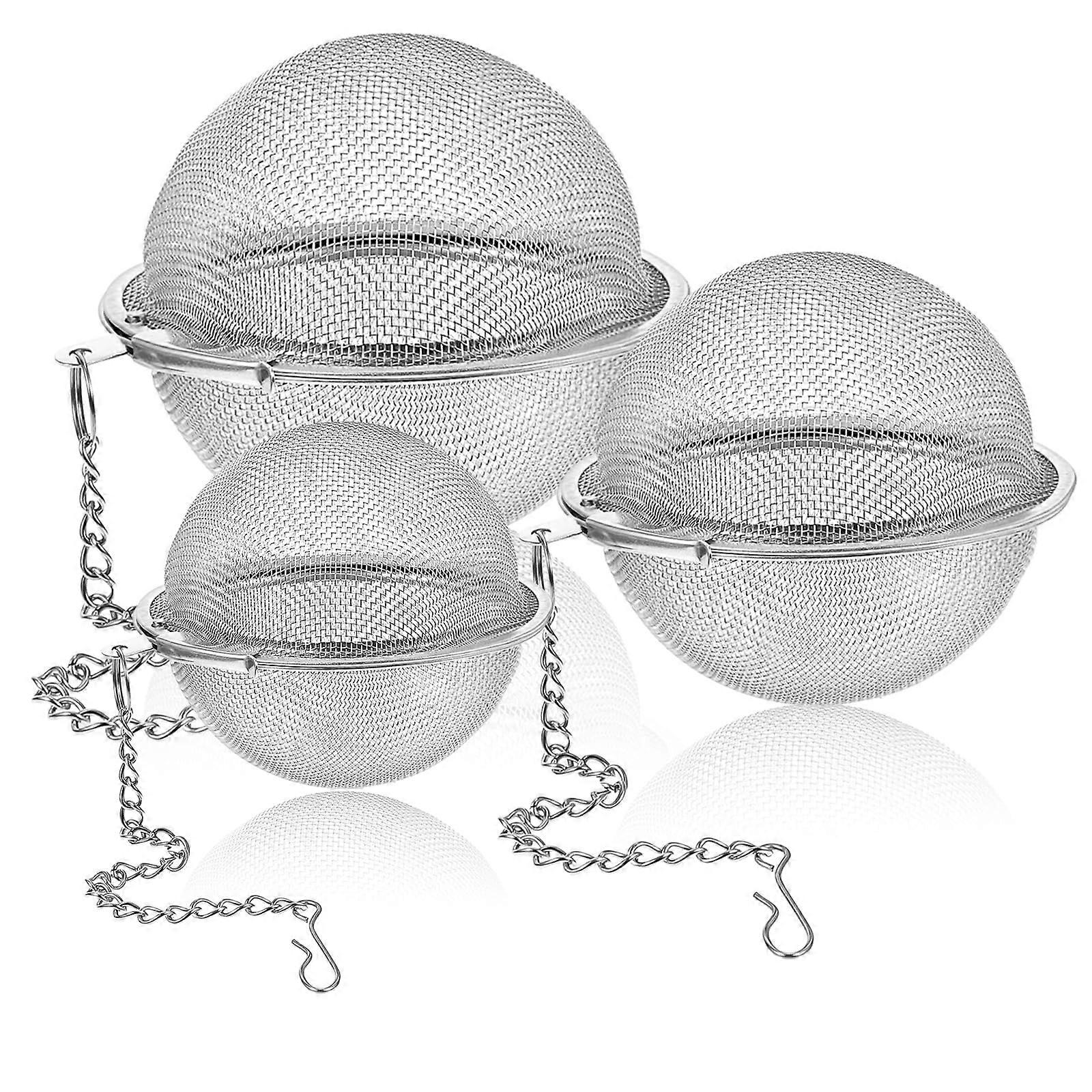 Spice Strainer Set of 3 Stainless Steel Mesh Balls with Chain for Cooking and Loose Leaf Tea