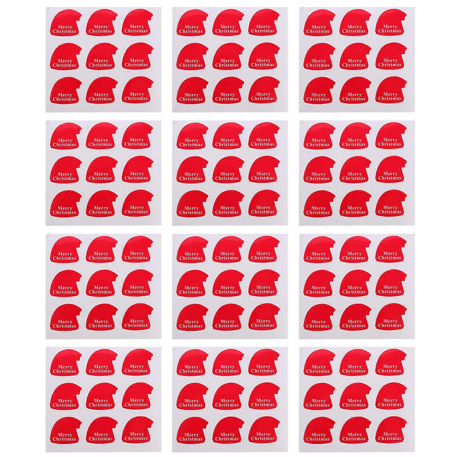Christmas Sealing Stickers 20 Sheets Self Adhesive Candy Bag Decor Fun Hat Design for Wrapping Envelopes Party Supplies Strong Adhesion