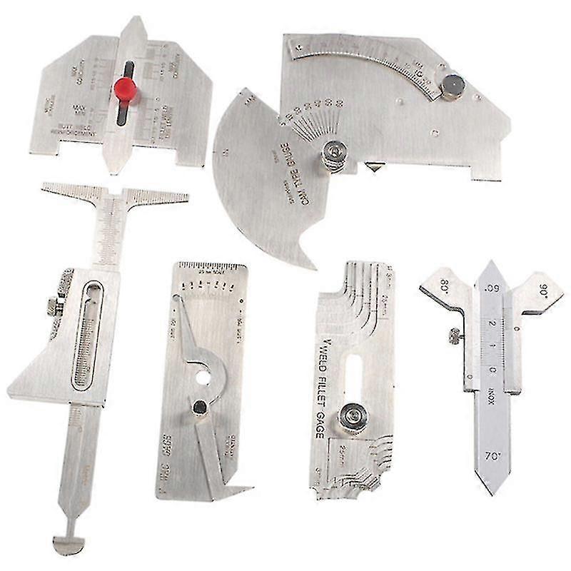 6pcs Welding Gauge Set for Weld Inspection - Seam, Round Corner & Crown Test Size Ruler with Angle Measurement Tool