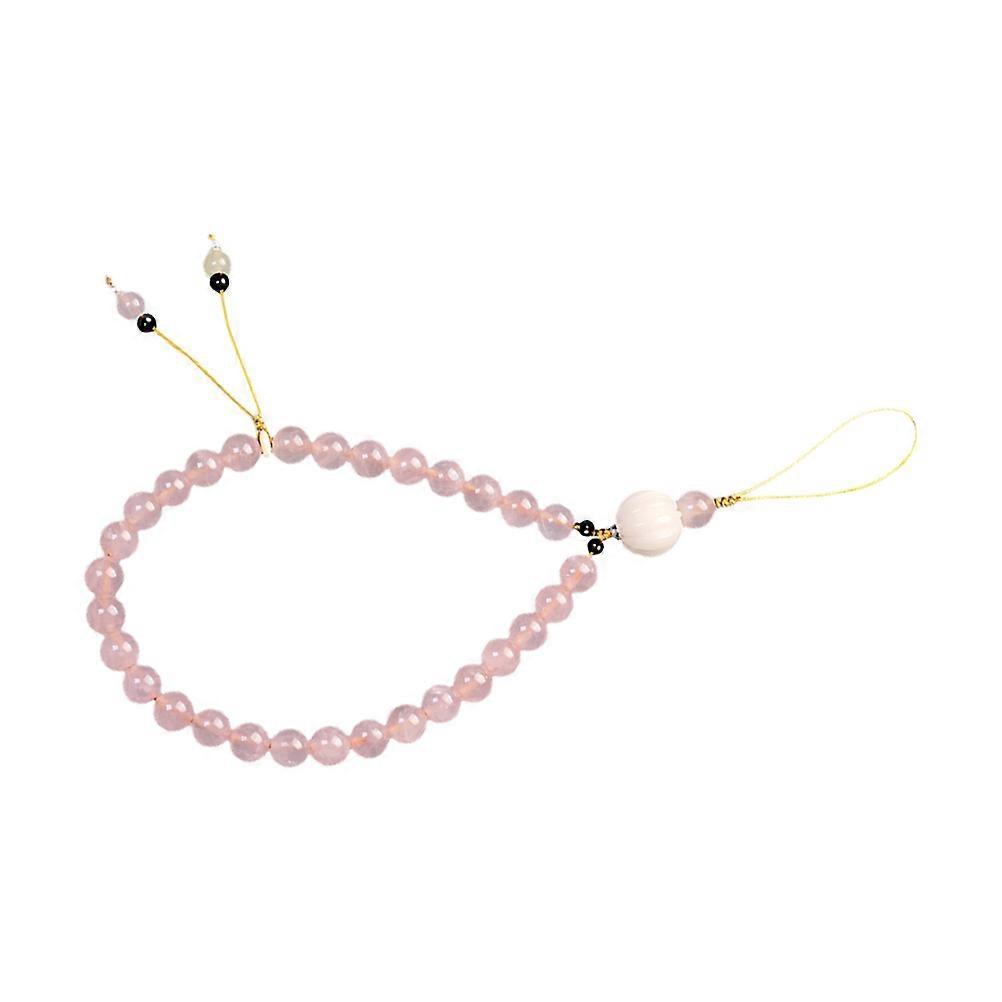 Decorative Phone Chain Beaded Natural Crystal Women Travel Pink 15X1CM Prevent Damage 1Pack