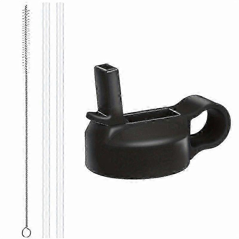 2pcs Hydro Flask Wide Mouth Straw Lid - Reusable Flip Top Cap with Clear Straw and Cleaning Brush - Leak Proof and BPA Free