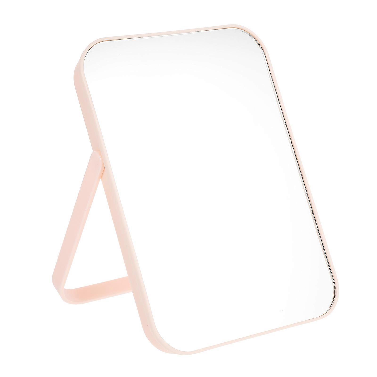 Home Table Mirror Square Pink Practical for Makeup Aluminum Mirror Simple Desktop Set Non-Distorted Image