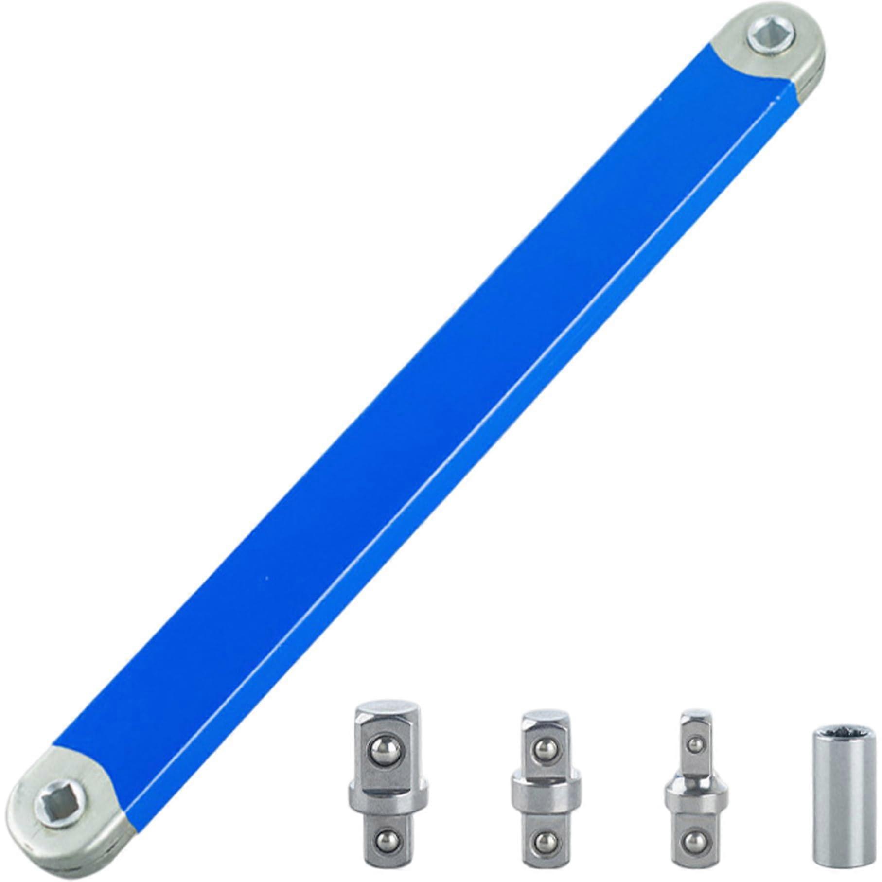 Offset Extension Wrench Multifunctional Universal Steel Extension Wrench with 4 Different Drive Adapters for Small Spot