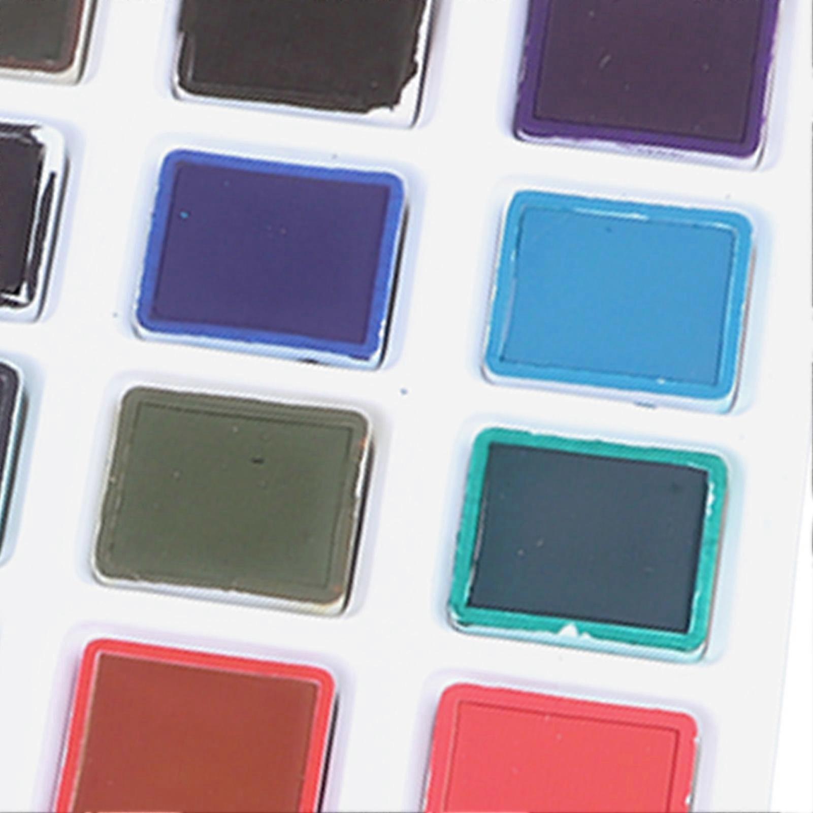 Solid Watercolor Set 36 Colors Bright Delicate Texture Paint Pigment Kit with Brush for Artist Students