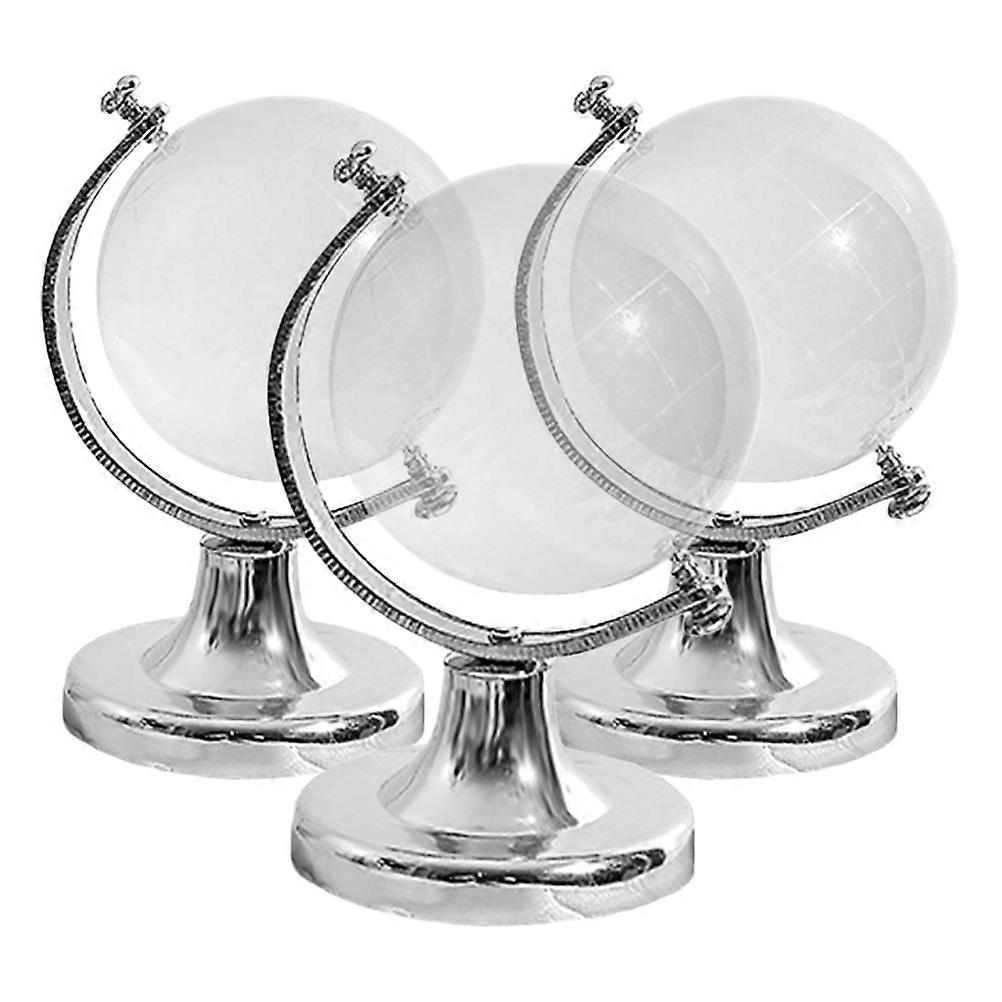 Desktop Globe Decor For Home Transparent Crystal Globe Model 3Pcs