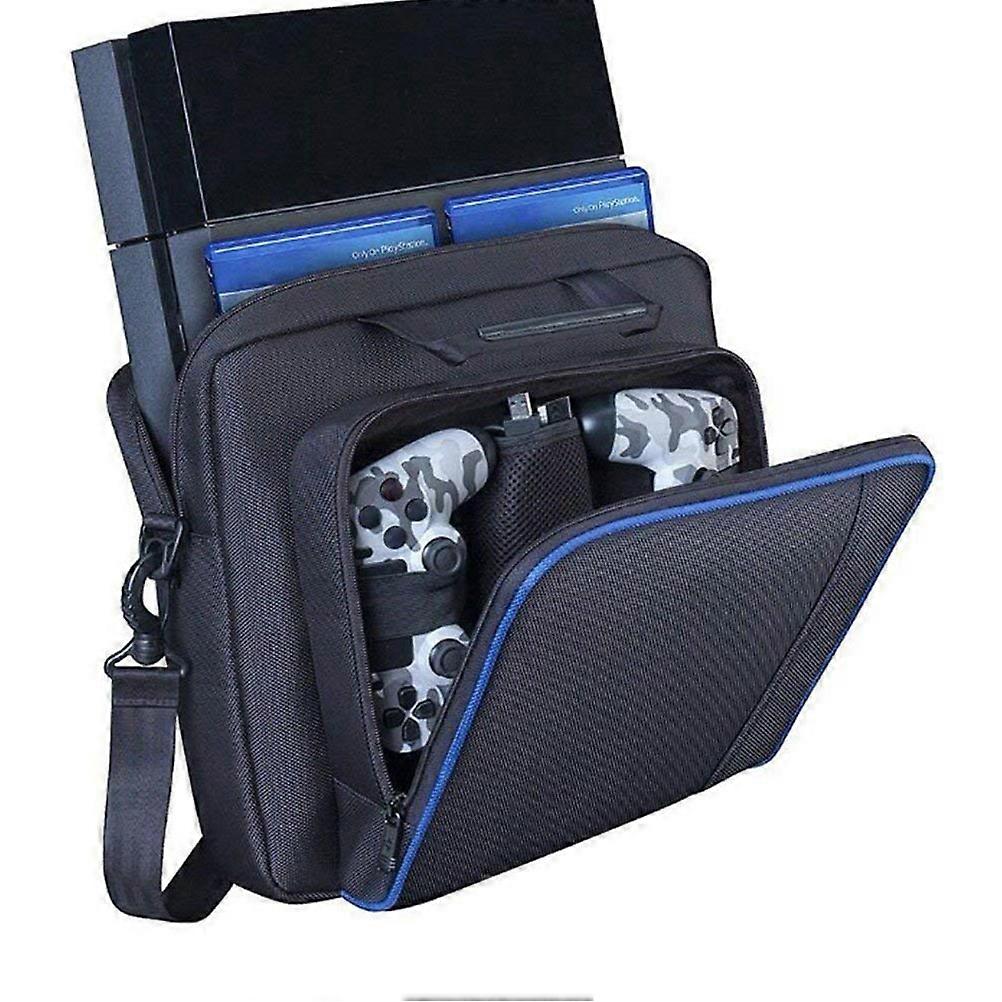 Black Nylon Organizer For Electronics with Sections for Console Games and Controller Lightweight Portable for 4