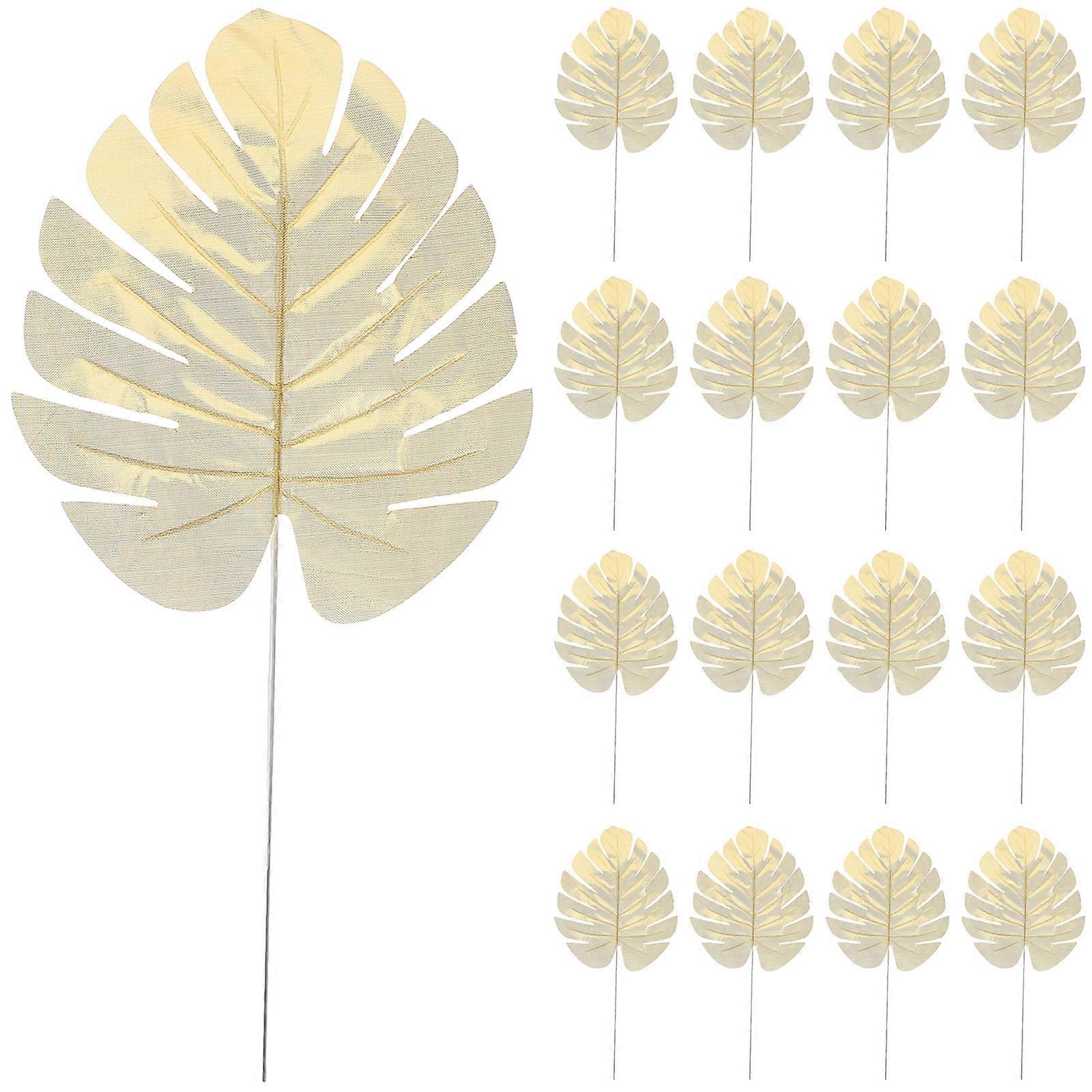 Simulation Golden Leaves Monstera Artificial Decorations Environmental Friendly Reusable 20Pcs