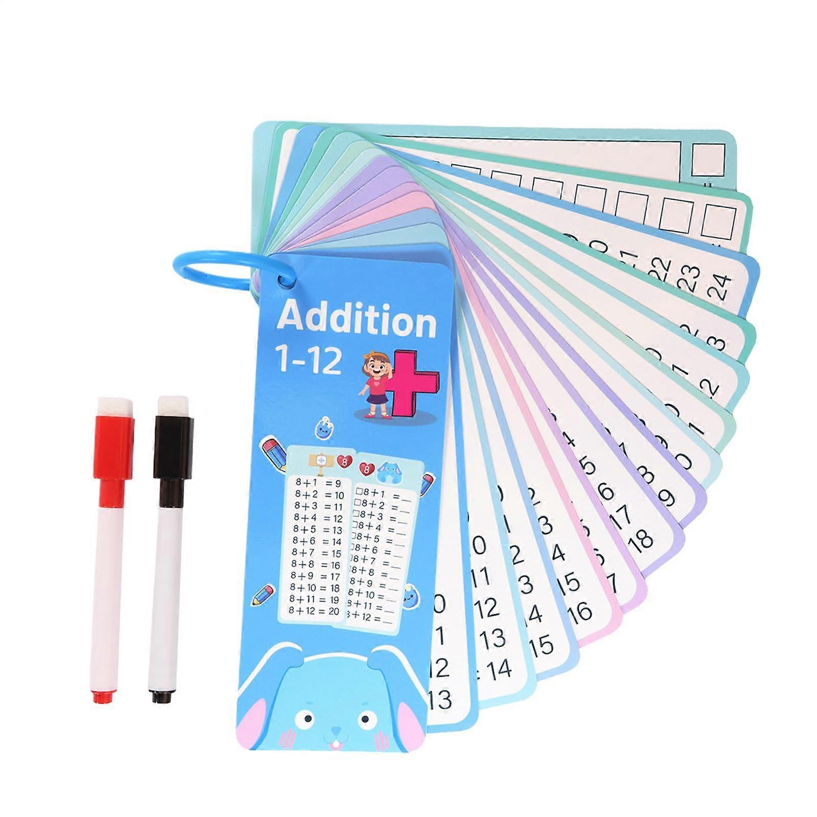 Additionssubtraktions Flashkarten - Math Flash Cards for Multiplication Subtraction Division Game | Double-Sided Educational Cards for Kindergarten
