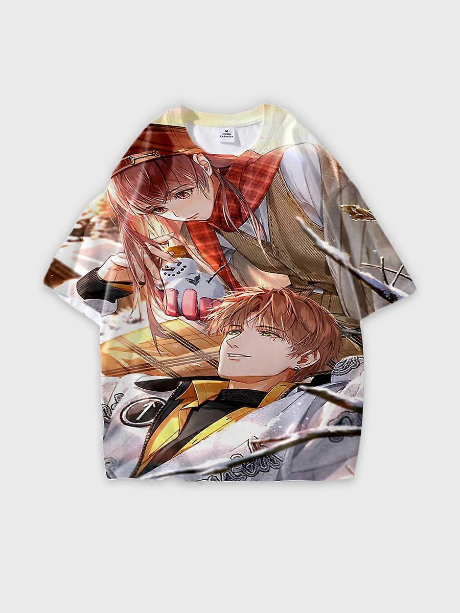 T-shirt round neck Role Pattern loose short sleeve E950