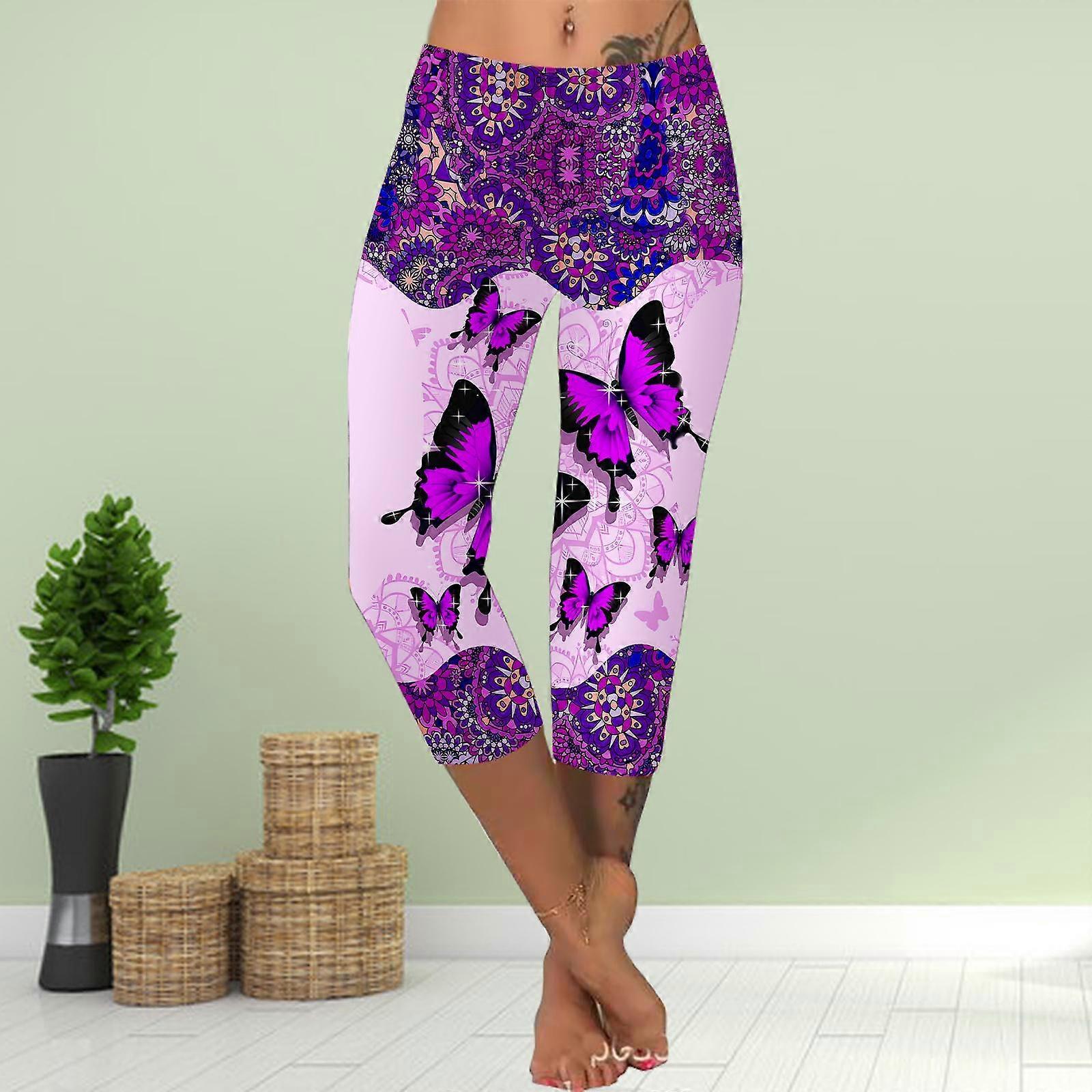 Pants Summer Short Leggings Cropped Skinny Trousers Plus Size Leggins Ladies Slim 3D Multicolored Butterfly Print Pants