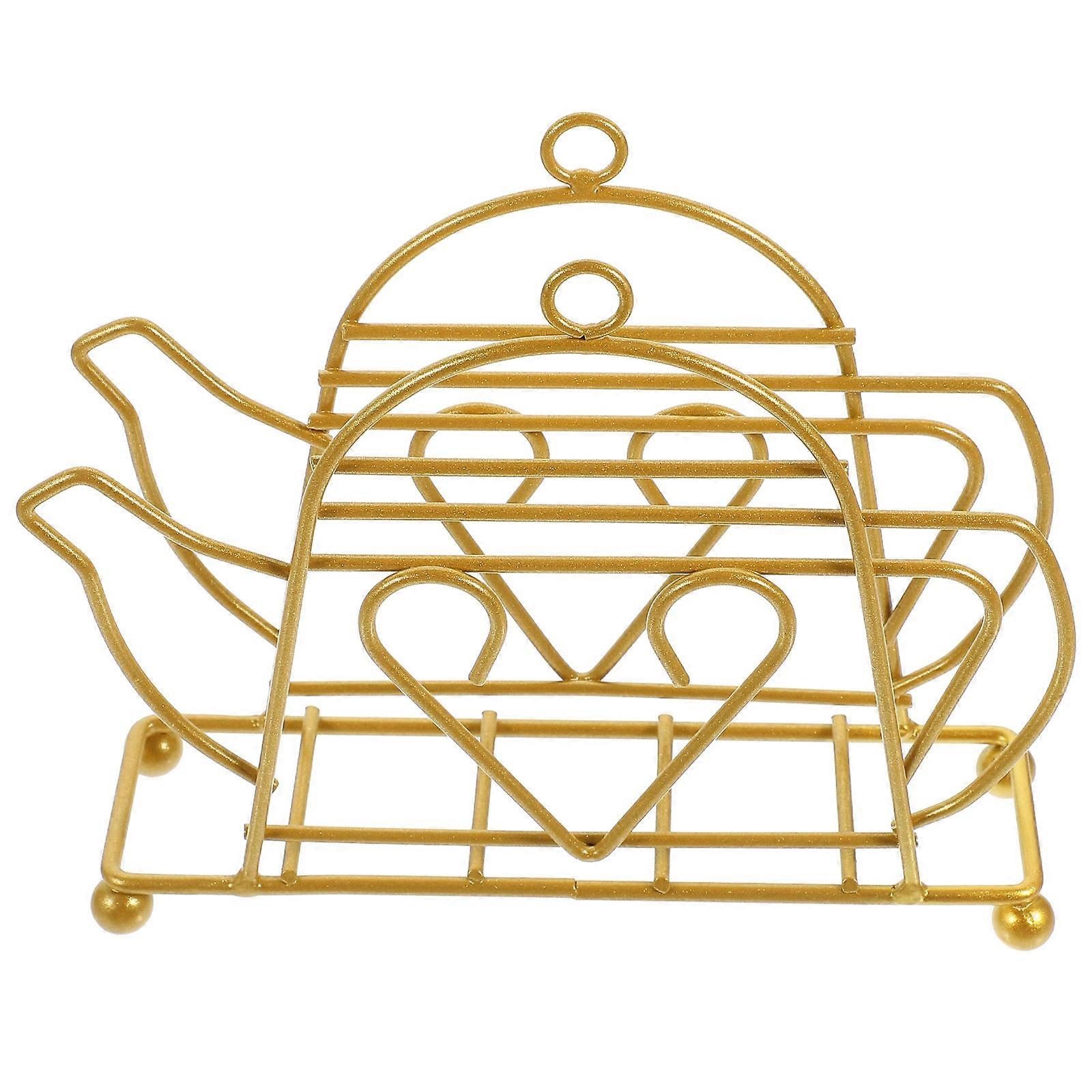 Golden Iron Decorative Napkin Holder for Kitchens and Dining Tables 7.5 x 4.3 inches