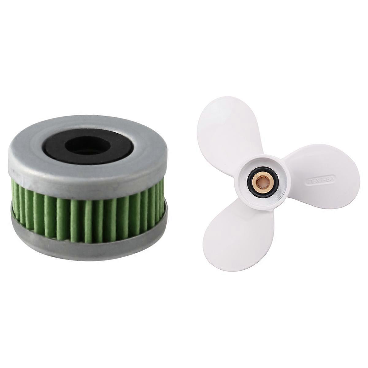 1 Pcs Aluminium Propellers Outboard Boat Motors Marine Propeller & 1 Pcs Outboard Fuel Filter