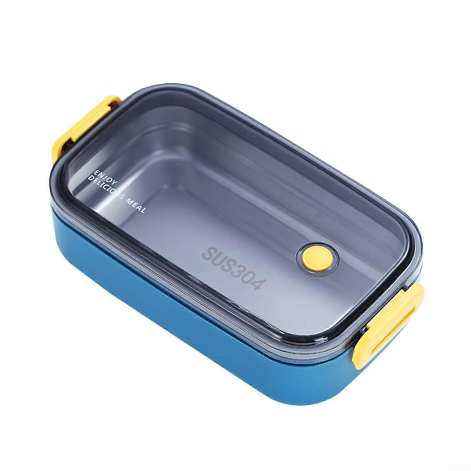 Compact and Fashionable Portable 2 Layer Stainless Steel Meal Container (Single Layer, Blue)