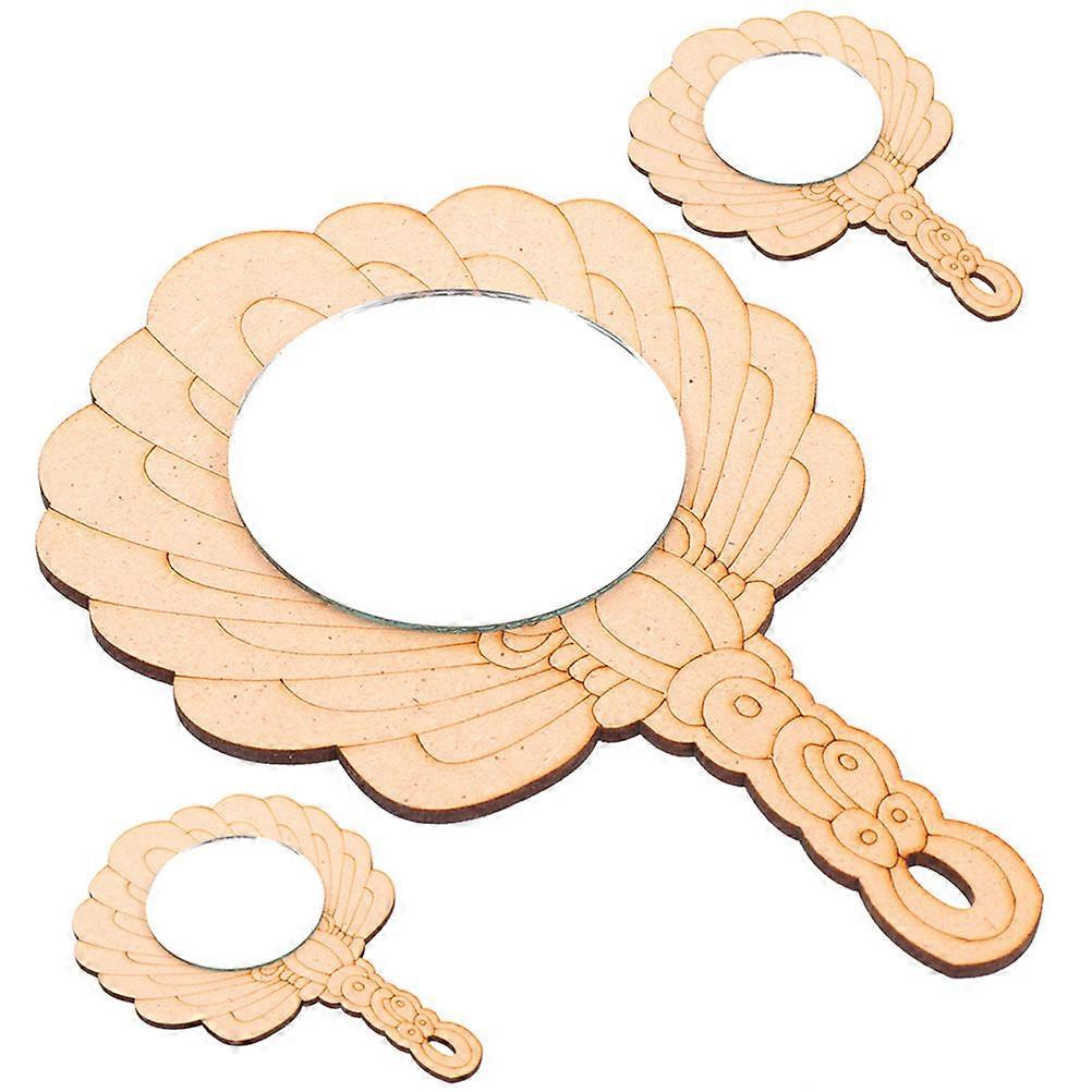DIY Wooden Mirror Set for Kids to Paint and Decorate 3pcs Handheld Unfinished Craft Mirror