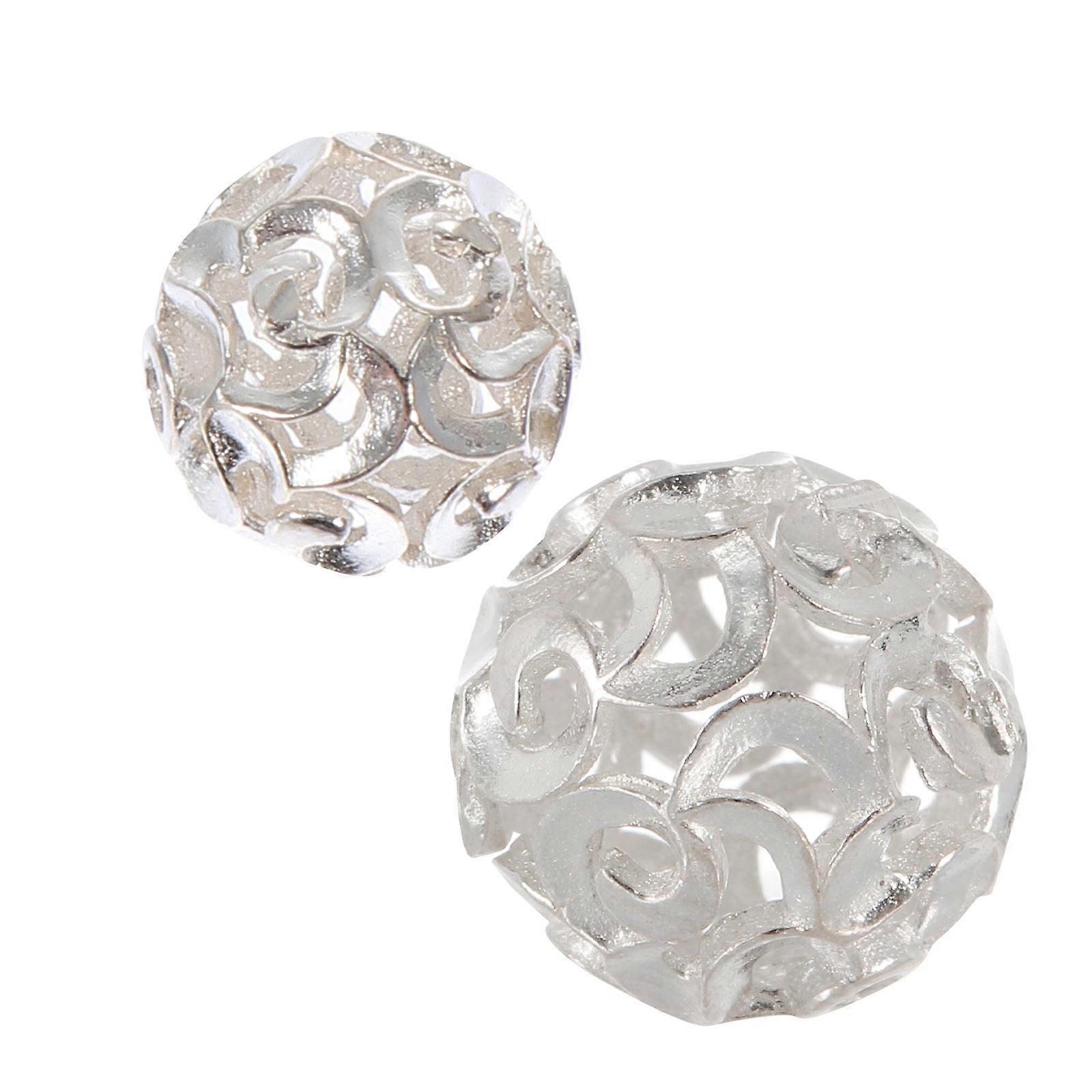 Jewelry Making Beads 2 Pcs Silver 10mm Hollow Cloud Pattern For DIY Projects And Crafts