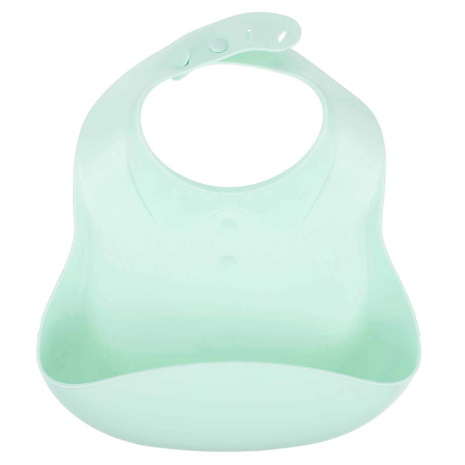 Baby Bib With Food Catcher Green 30x24x1.6cm Waterproof Free Adjustable Toddler Design 1Pack