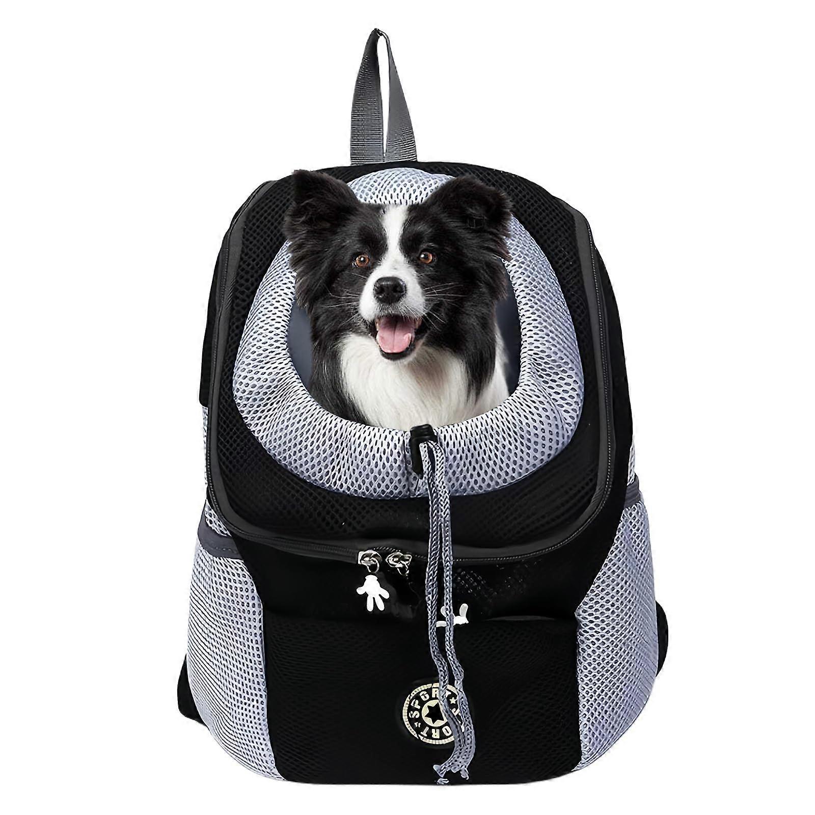 Dog Backpack Cat Backpack Portable Breathable Adjustable Pet Backpack with Window (Black, M)