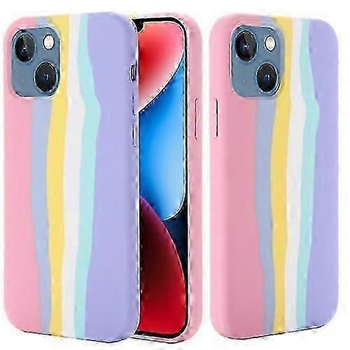 For iPhone 15 Rainbow Liquid Silicone Mobile Phone Case
