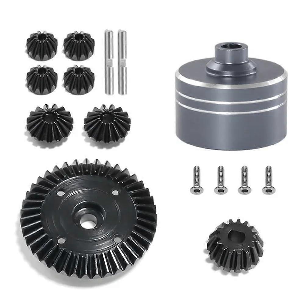 Performance metal differential housing and steel gear set, compatible with TT02 TT02B XV02 1/10 RC car upgrade parts accessories (Grey).