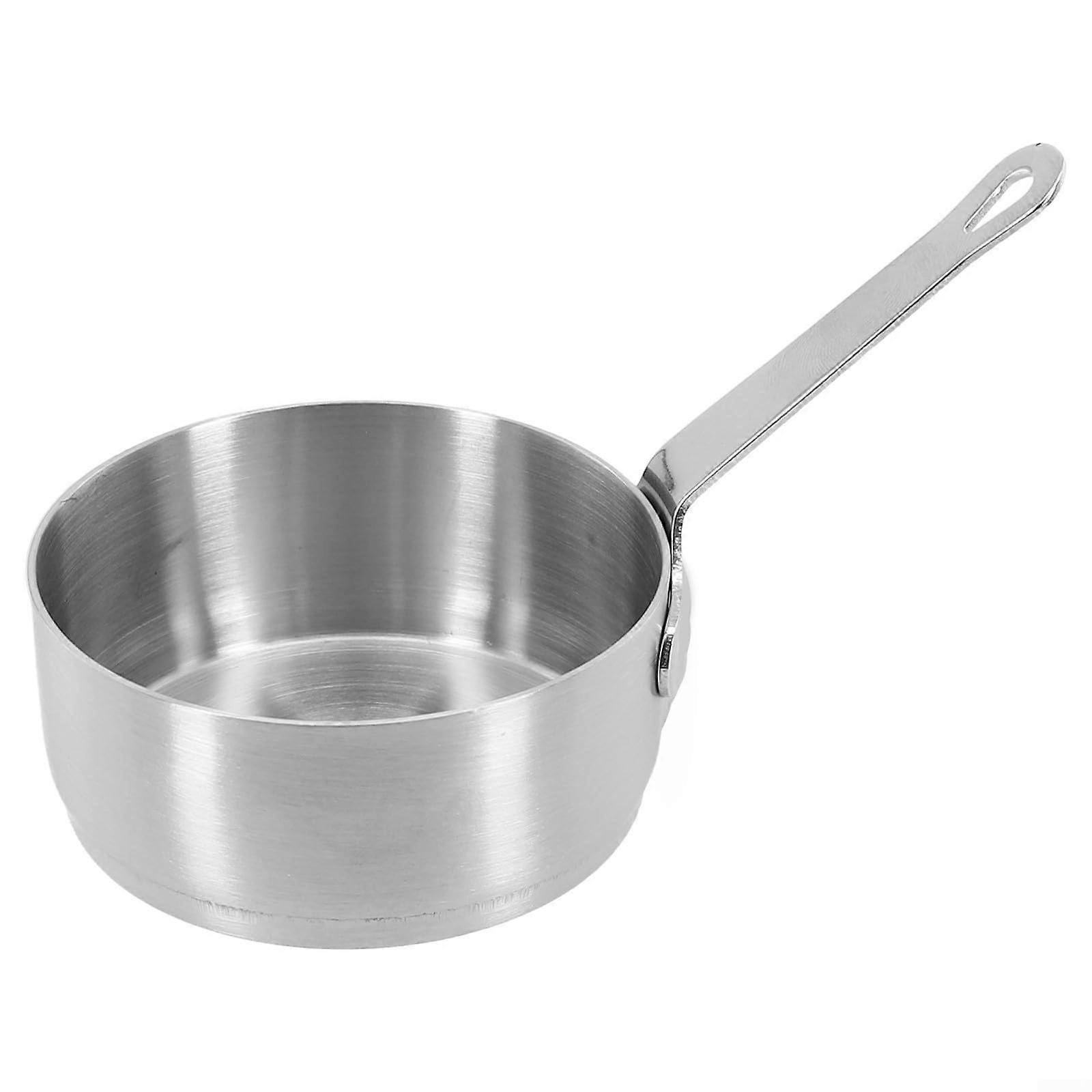 Multifunctional small saucepan with handle, small saucepan with handle, practical grip, for coffee, butter, sauces (Silver, 80 ml) Silver (80ML)