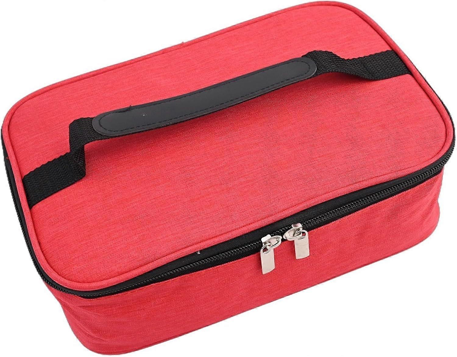 Insulated lunch box with waterproof features,  for camping, work, and taking meals anywhere (red).