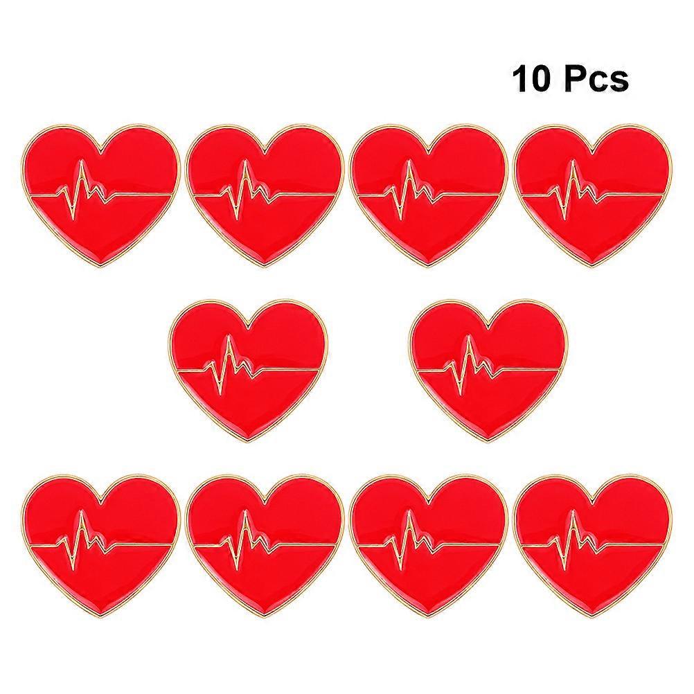 Red Heart Shaped Alloy Brooches Set of 10 Perfect for Decoration and Gifting Suitable for All Ages