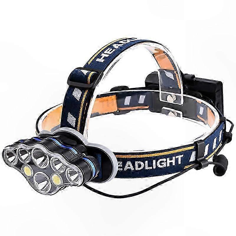 USB Rechargeable Headlamp with 8 LED Lights, 18000 Lumen, 8 Modes, White and Red Light, Waterproof Design