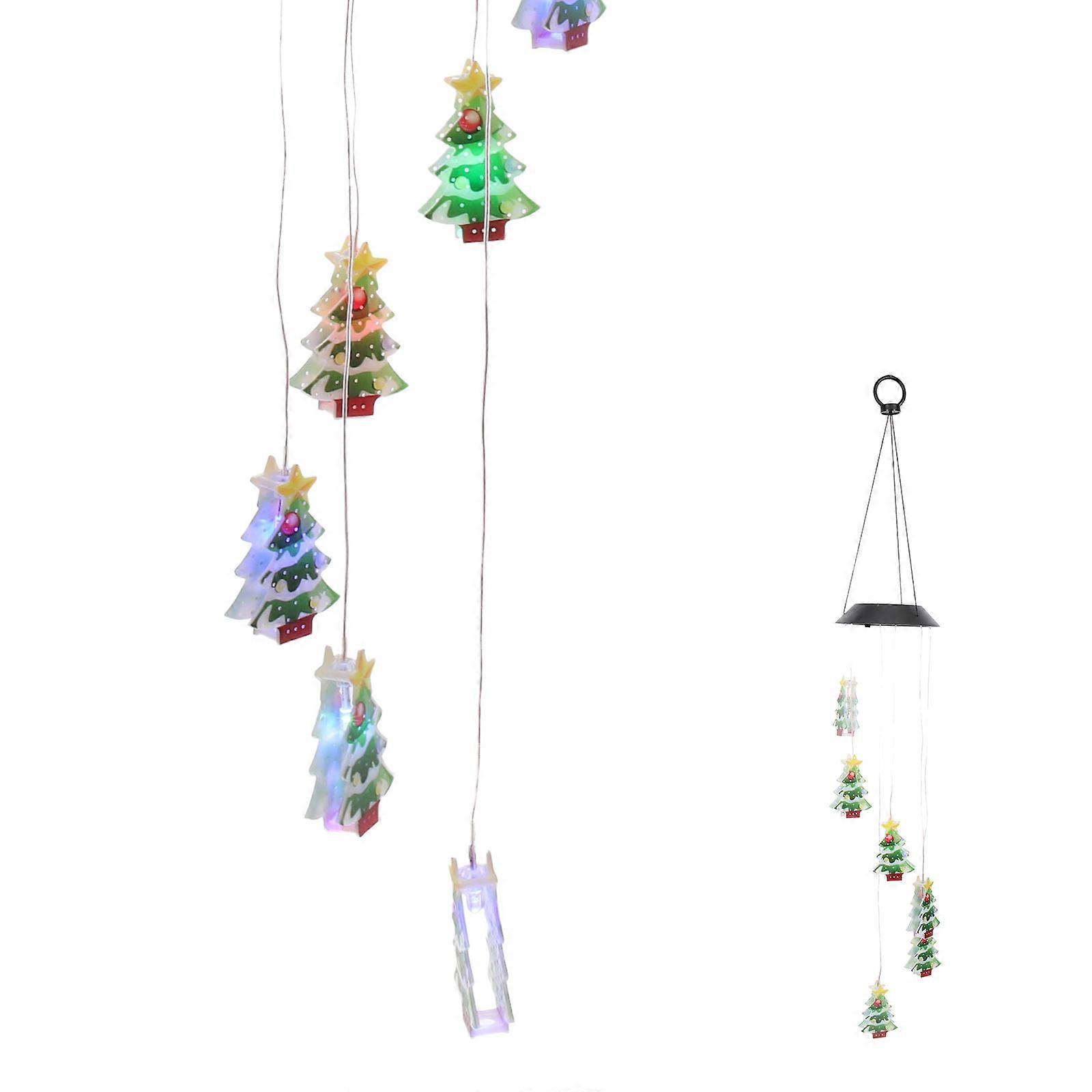 Solar Powered Wind Chime Light Christmas Tree Shape Decor for Garden Outdoor 6.7 Inches