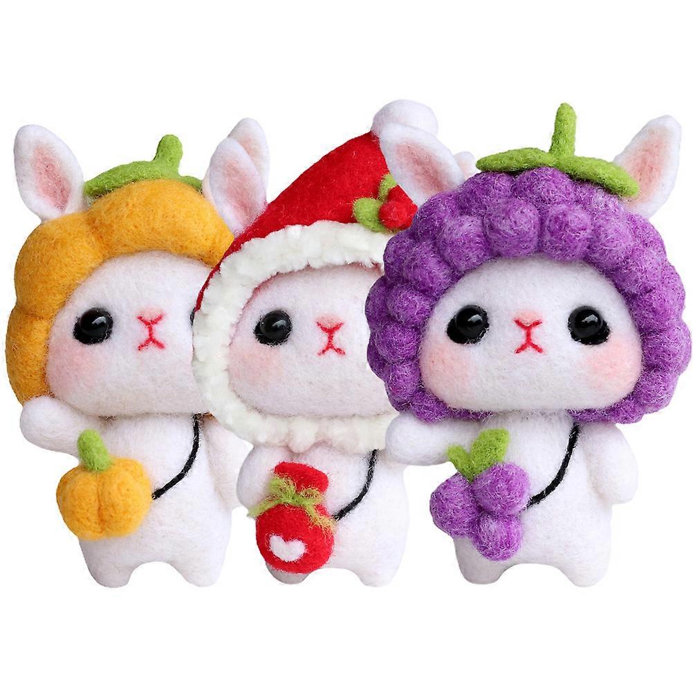 Felting Kit Kids 3 Sets DIY Craft Making Material for Parents Children's Activities Rabbit Shape Multi Color