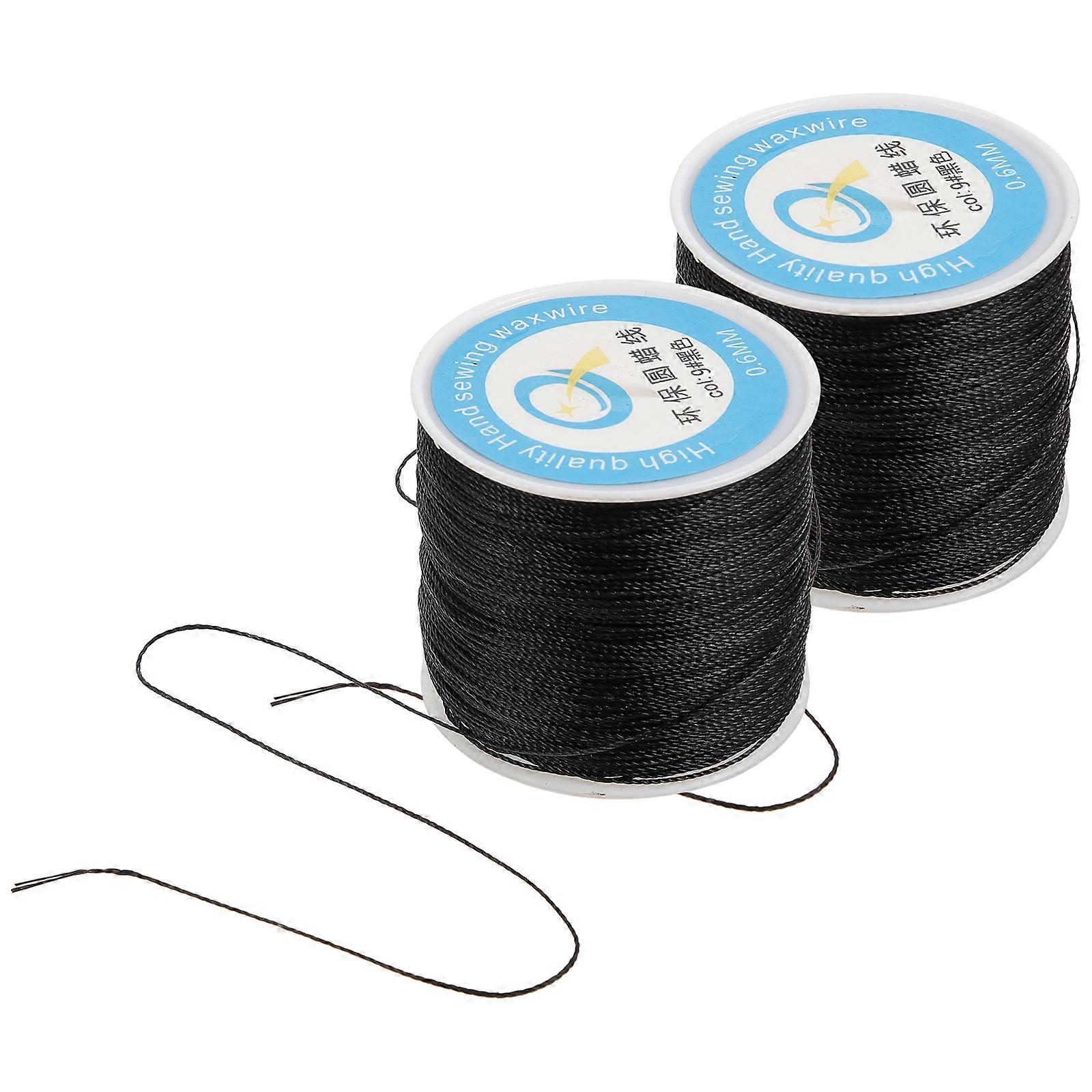 Craft Waxed Thread Black 2Pcs Durable Stitching Threads For DIY Projects And Repair Work 7000X0.6Cm