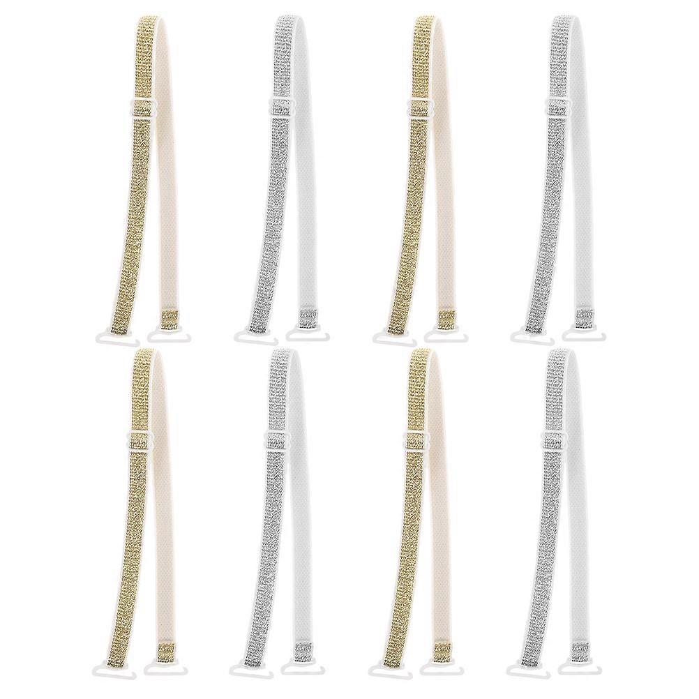 Adjustable Non Slip Strap Clips 4 Pairs Elastic Shoulder Holders for Women's Bridal & Shiny Dresses Halter Neck Cross Back Design for Comfortable