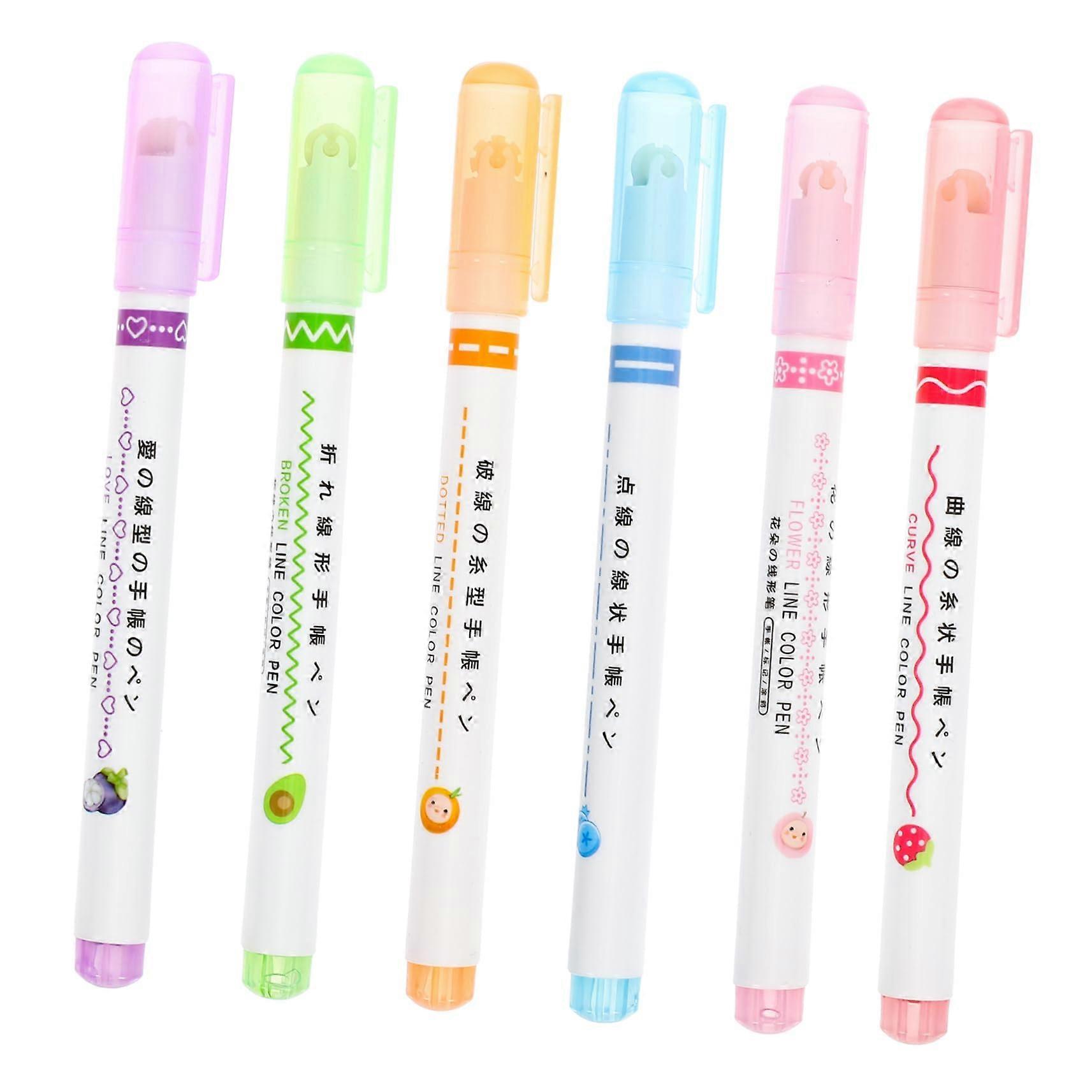 Highlighter Markers 6-Piece Set Curved-Tip Multi-Color Reading Highlighters Colored Marker Pens For Study