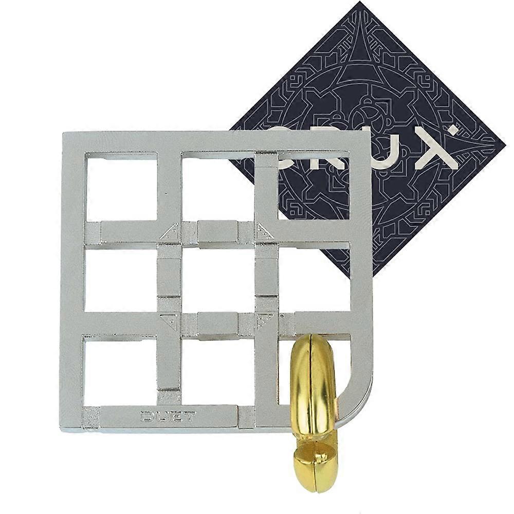 Hanayama Cast Duet Puzzle Level 5 Heavy Metal Brain Teaser with Crux Sticker - Challenge for Puzzle Enthusiasts