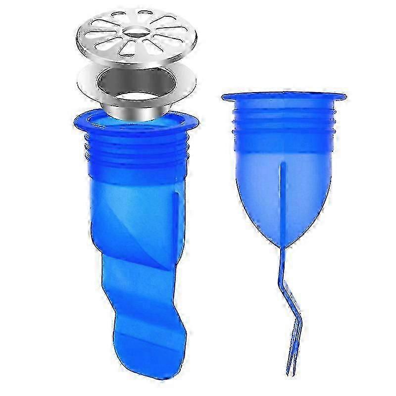 Floor Drain Seal Drainage Deodorant Silicone Core Anti-insect Anti-backflow Device 2pcs-blue