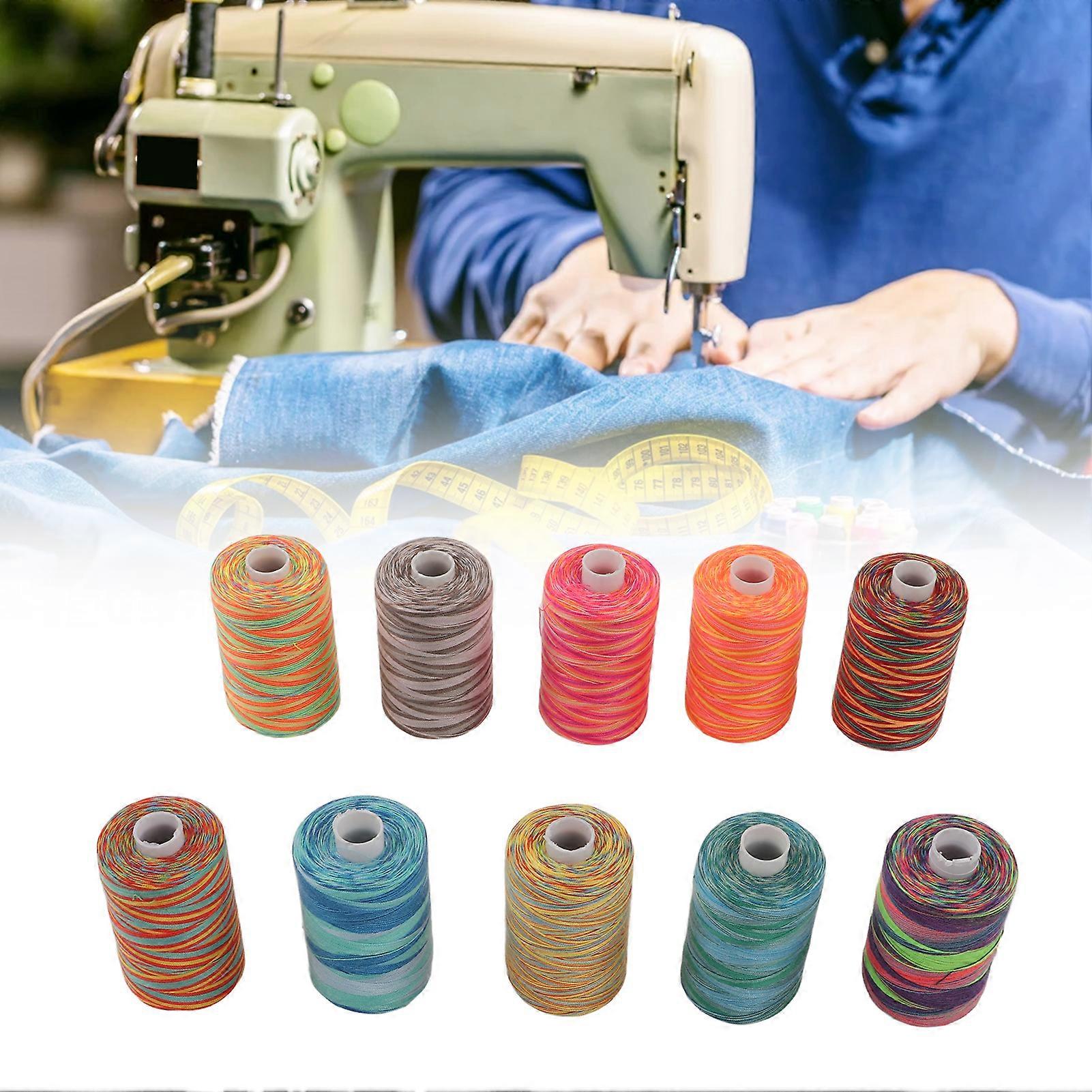 10Pcs Embroidery Machine Thread Durable Wear Resistant Polyester Variegated Diverse Colors Polyester Thread 402 Sewing Thread