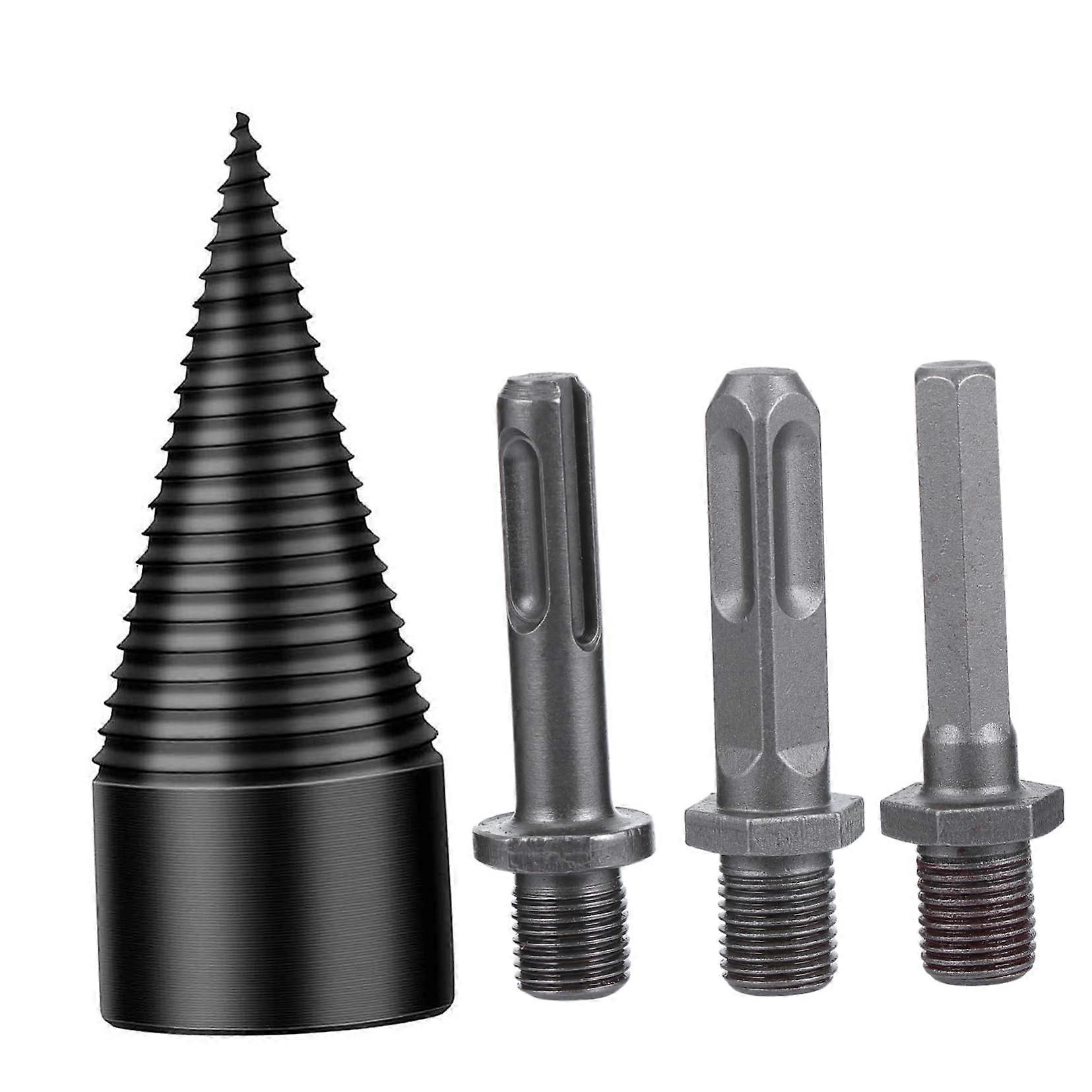4Piece Splitting Wood Drill Bit Set Efficient Wood Splitter with Design for Drilling Machines for Camping and Agriculture