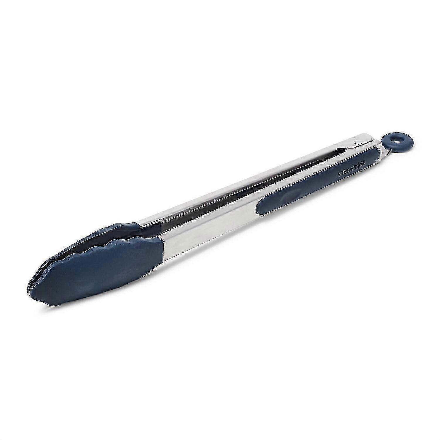 Navy Blue Silicone Tip Tongs, 12 Inch Long, Perfect for Use with Various Cookware and Grilling Needs