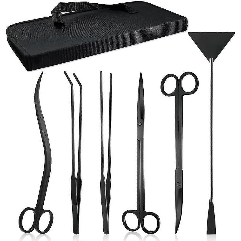 7 in 1 Aquascaping Scissors Tool Set, Stainless Steel Aquarium Plant Scissors, Tweezers, and Spatula Tools for Aquariums