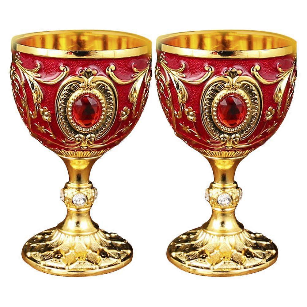 2Pcs European Style Liquor Cup Retro Wine Cup Drinking Liquor Cup Embossed Wine Cup