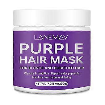 Purple Hair Mask - Neutralizes Yellow & Orange Brassy Tones for Blonde, Silver, Bleached Hair - Deep Hydrating with Argan Oil, 200g