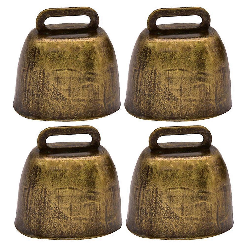 Location Indicator Cow Bell Iron Cattle Bell for Pet Owners Pet Care Golden Finish Noise Maker 4Pcs