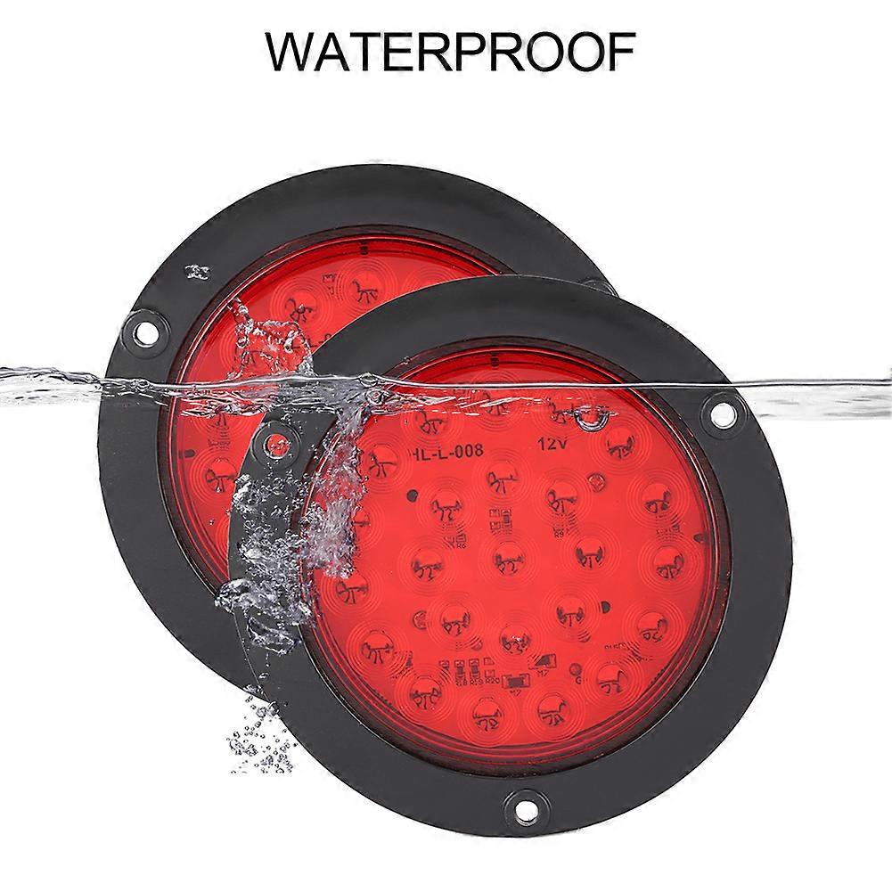 2pcs 24LED 4in Waterproof Plastic Side Marker Round Trailer Light