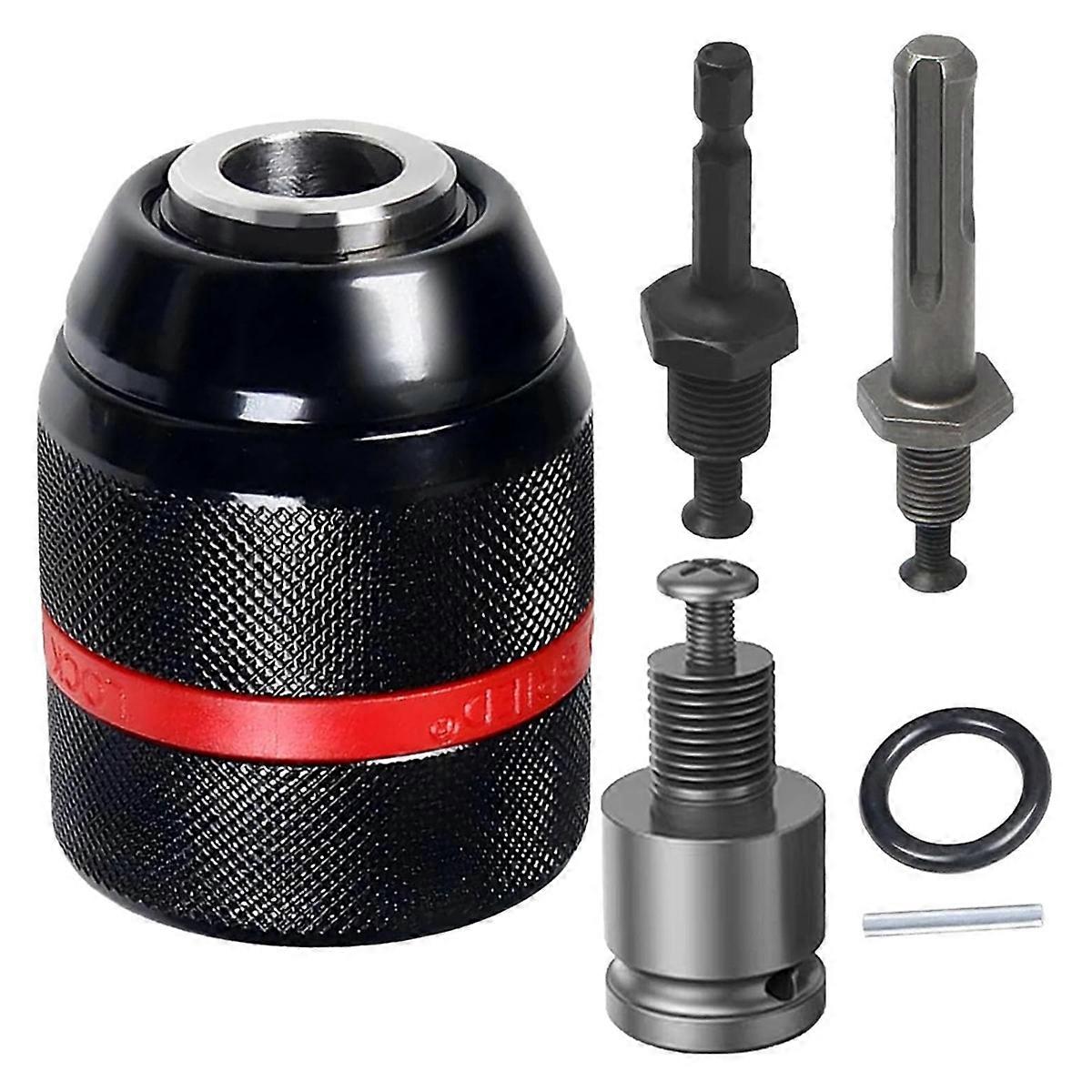 Multi - Function 1.5-13mm Self-Tighten Keyless Drill Chuck with 1/2-20UNF Mount, Complete with 3/8In