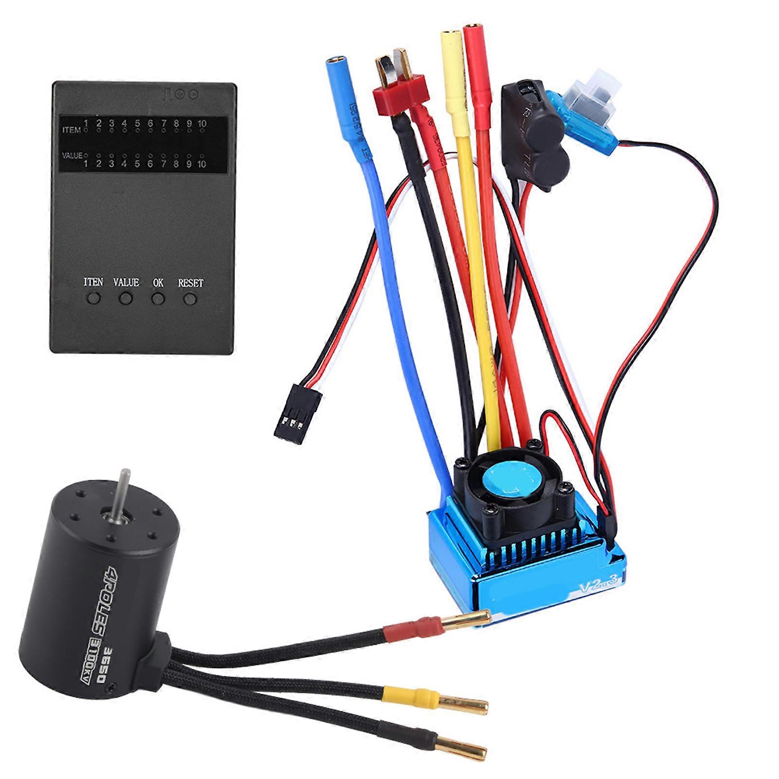 3650 Motor 3100KvBrushless ESC Program Card Set for 1/10 RC Car Replacement Part(80A )