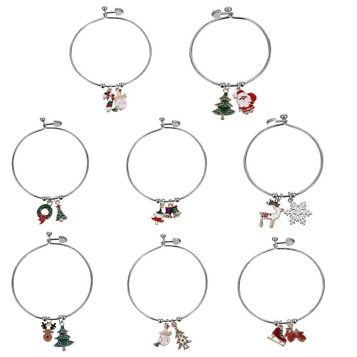 Creative Alloy Bracelet Christmas Wrist Chain for Decor 8Pcs Variety Colors