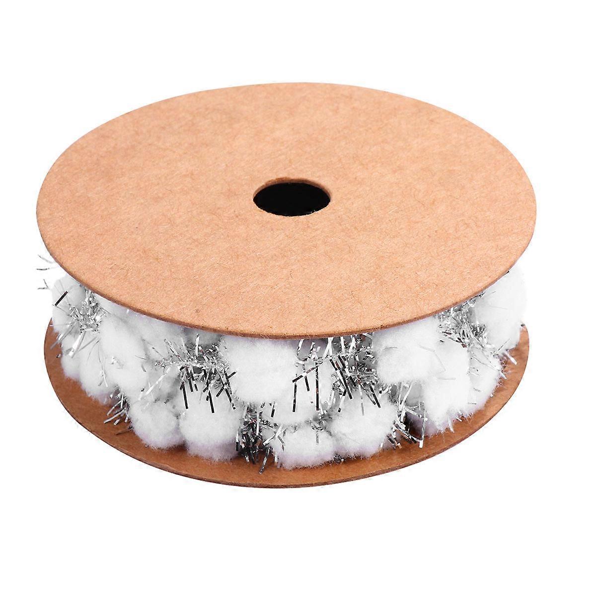 Glitter Pom Poms Ribbon Christmas Tree Decorative Ribbon for DIY Crafts 3m