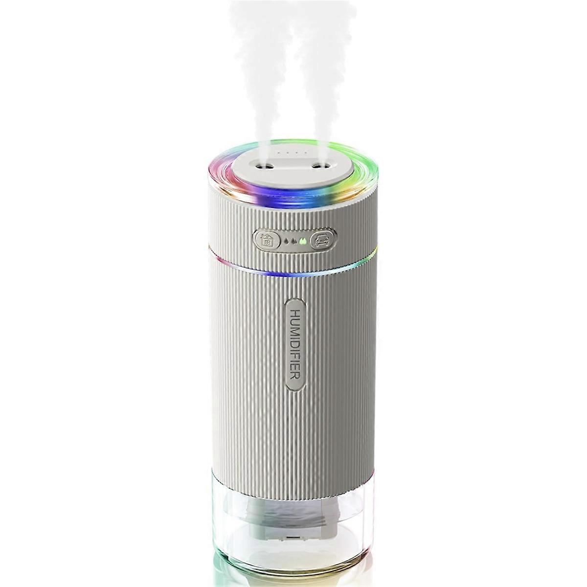 Portable Small Humidifier for Bedroom, Dual Nozzle Large Cool Mist, Mini Personal Desk Air Humidifiers for Travel White