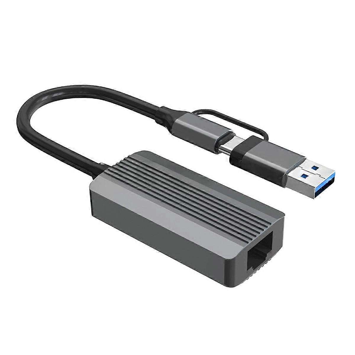 2.5G High-Speed Ethernet Adapter USB 3.0 & Type C to RJ45 Network Card for Laptop PC NAS Server